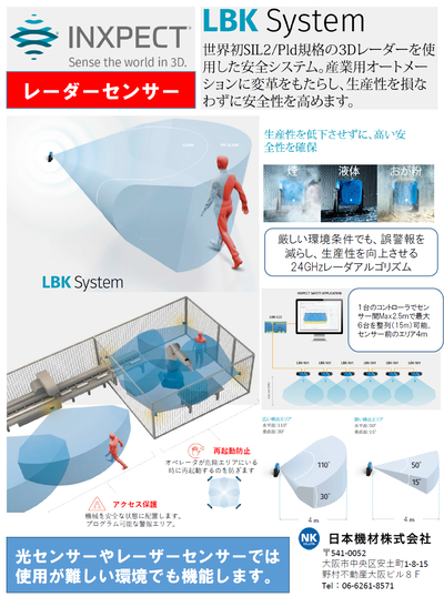 製品写真：煙・粉塵の中でも機能する【レーダーセンサー】